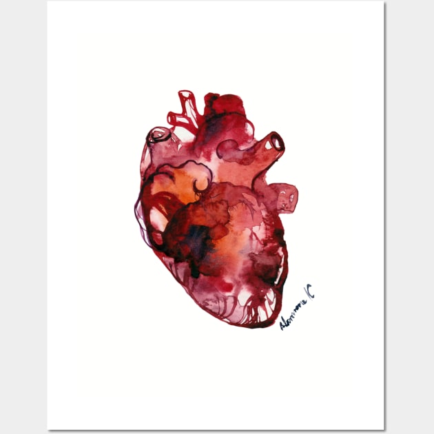 Anatomical Heart Watercolor Wall Art by Adamsoneart